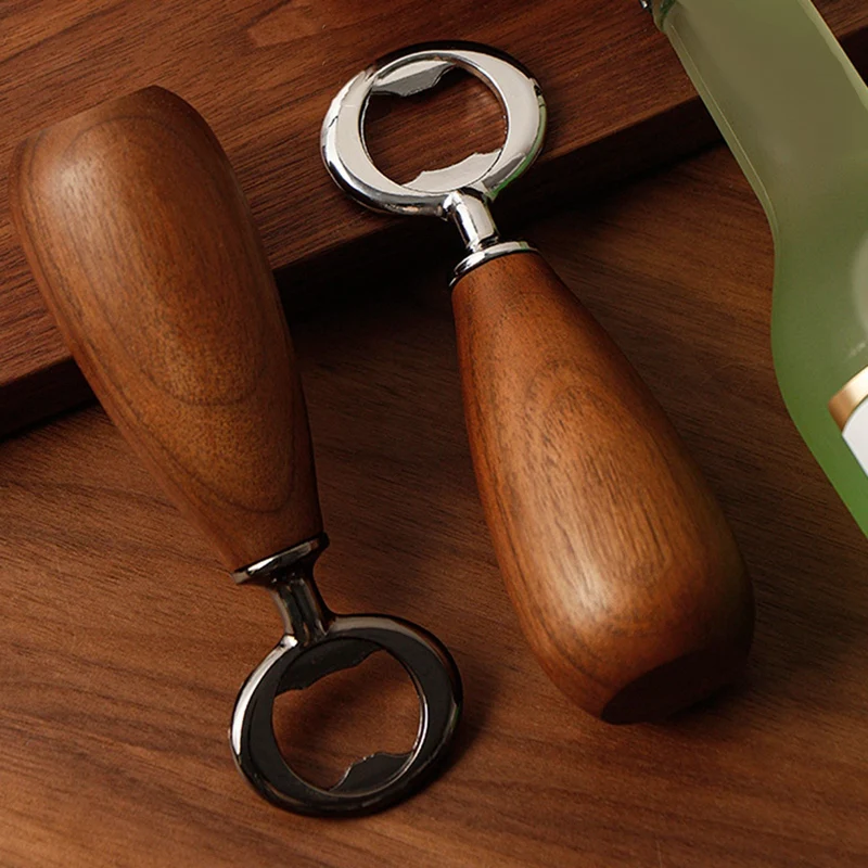 Открывалка для бутылок с деревянной ручкой открывалка пивных черный штопор из