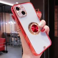 fashion 3d diamond ring buckle folding stand female soft case for iphone 11 12 13 pro max 7 8 plus xr x xs se 2020 cover fundas
