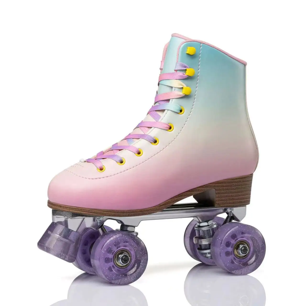 

High Quality Gradient Suede Leather Roller Skates Shoes Patines With 4 Wheels Sliding Inline Quad Skating Sneakers Training