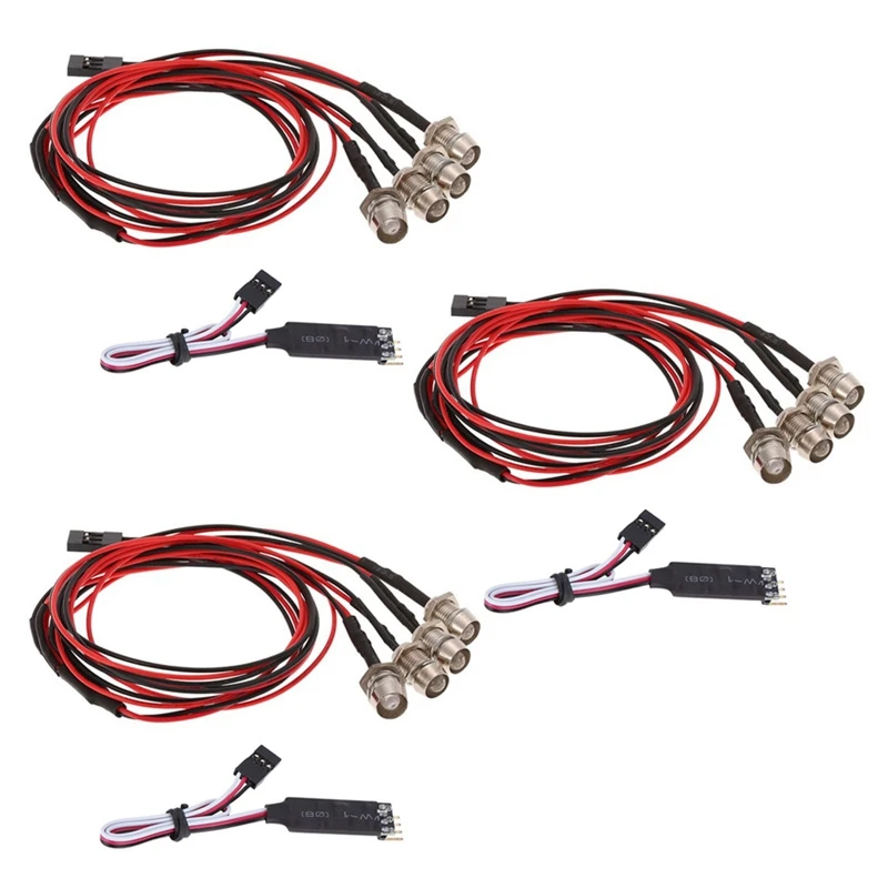 

3X 4 LED Light Kit 2 White 2 Red With 3CH Lamp Control Panel For 1/10 1/8 Traxxas TRX4 HSP Axial SCX10 D90 HPI RC Car
