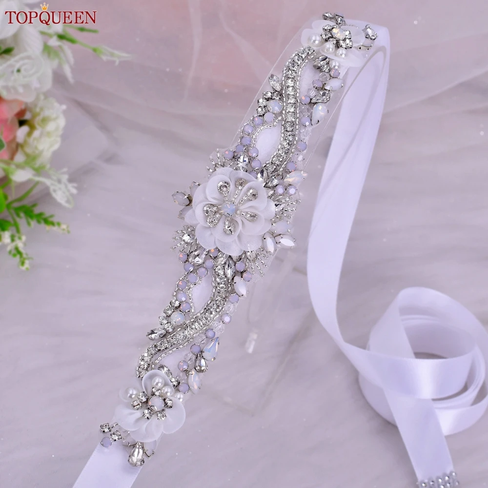 TOPQUEEN S73 свадебный цветок опал алмаз пояс с аппликацией Свадебные аксессуары