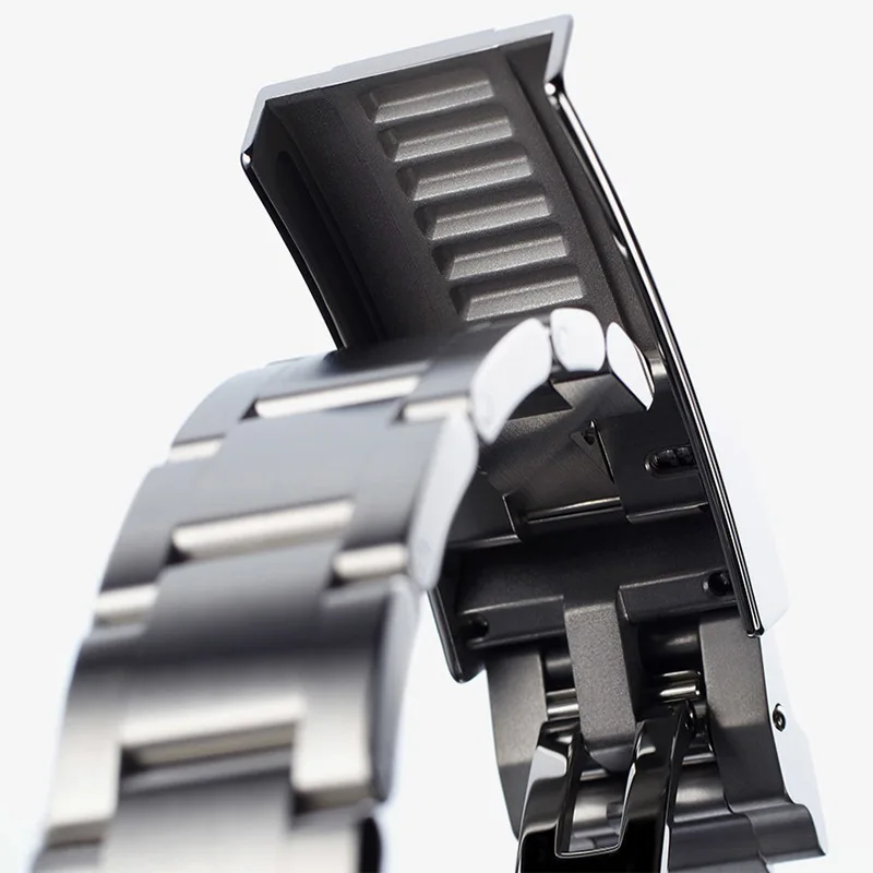 PORSTIER 20mm Silver Watch Bands For Men Solid Stainless Steel Folding Buckle Mens Strap Fit Submariner DAYTONA GMT Yacht-Master