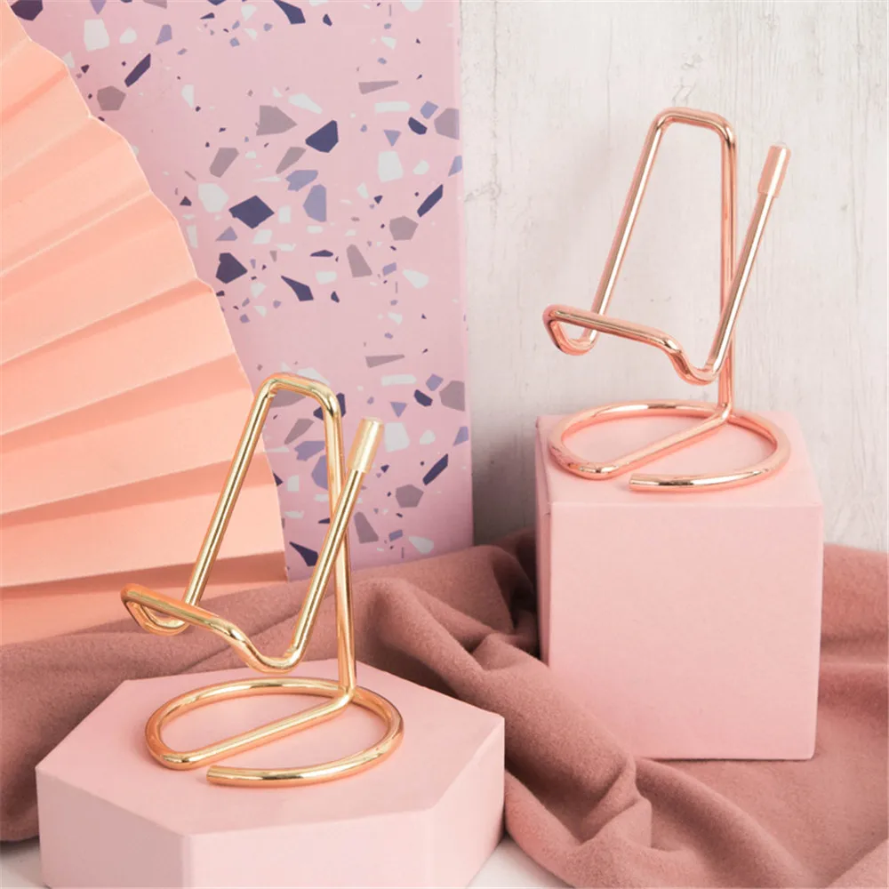 creative metal phone holder desktop organizer golden rose gold wrought iron phone stand school office supplies desk set free global shipping