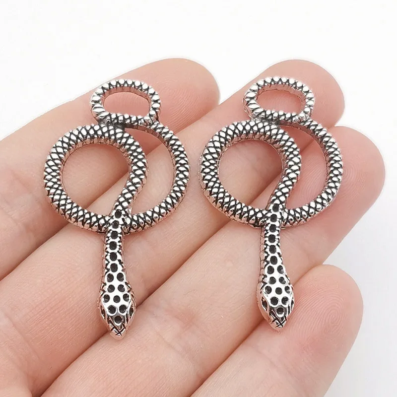 5Pcs 26x46mm Antique Silver Color Snake Charms Pendant Designer Charms Fit Jewelry Making DIY Jewelry Accessories Handmade Craft