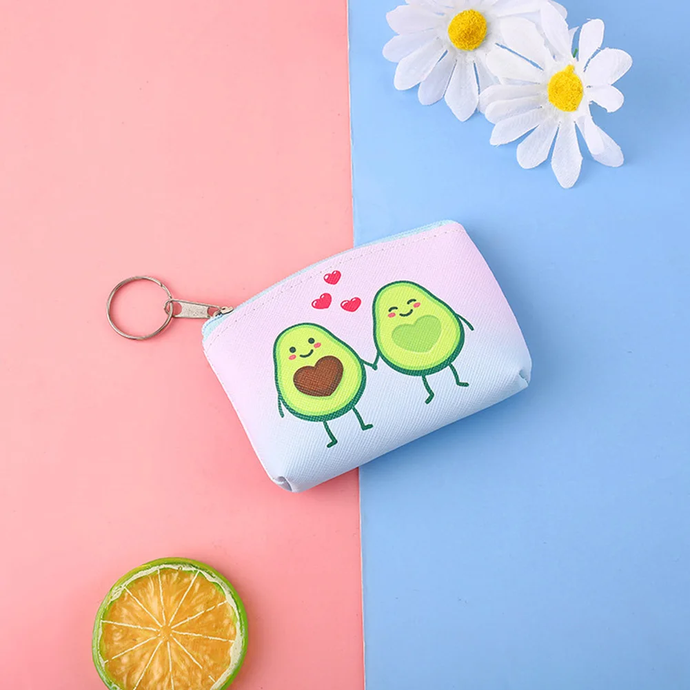 Purse Card Holder Coin Bag Wallet Storage Pouch Key Pouch Card Bag  Avocado Zipper Waterproof Cute Portable Personalized