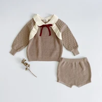 baby winter warm knit clothing fashion girls knit sweater soft cotton children knitted sweater set thicken warm kids 2pcs suit