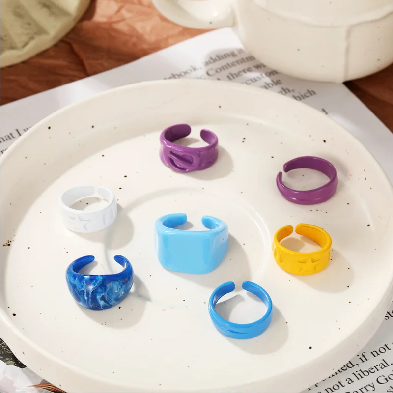 

2021 Trendy Ring Jewelry Cute Candy Color Open Ring for Women Girl Wholesale
