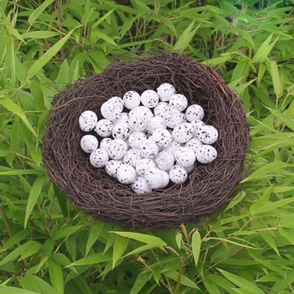

Round Rattan Bird Nest Easter Handmade DIY Craft Vine Simulation Bird Nest Egg Decor Props Home Garden Window Display