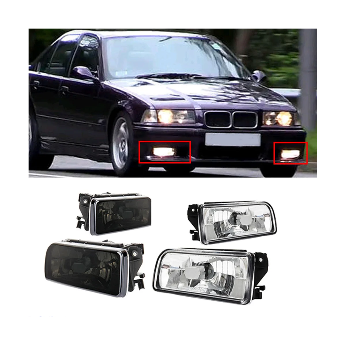

Левый и правый передний бампер, противотуманные фары, корпус для BMW E36 318I 318Ti 1992-1998, Автомобильные противотуманные фары, белые