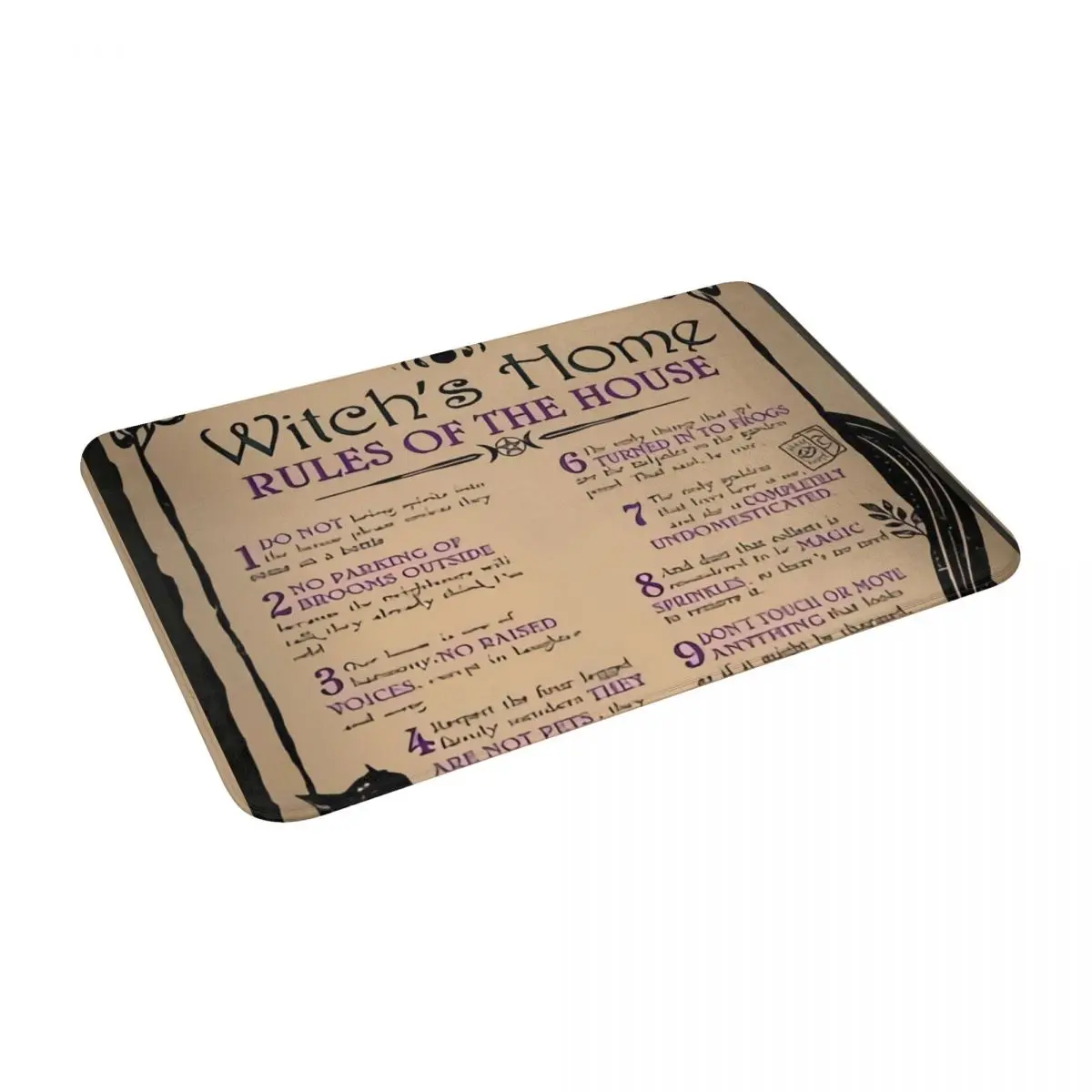 

Witch' S Home Rules Funny Poster Bath Door Floor Mat Rules Anti-slip Rug Carpet Entrance Living Room Home Kitchen Removal Velvet