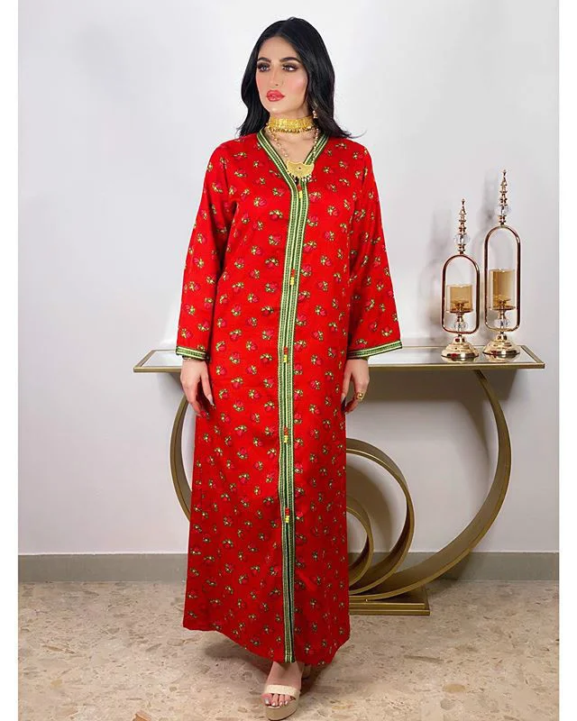 Арабские платья, шелковое платье с V-образным вырезом, мусульманская абайя, цветочный принт, хиджаб, платья, кардиган, кимоно, длинное платье,...