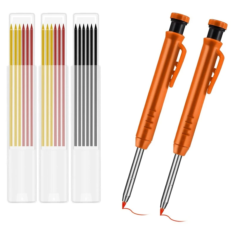 

2 Pcs Mechanical Pencils Solid Set 18Pcs Pencil Leads Carpenter Architect Working Tool For Drawing Making Scribbling