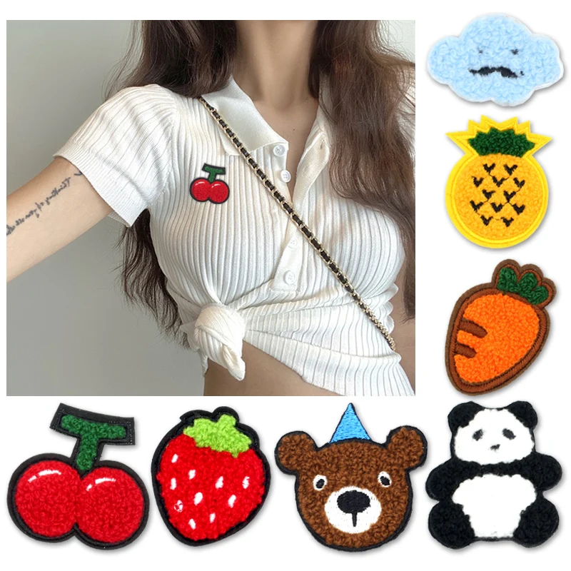 

Cute Fruit Animal Child Cartoon Clothes Ripped Patch Yarn Embroidery Decal Embroidery Patches for Jackets Sewing Accessories Diy
