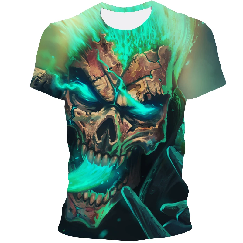 

2022 Harajuku Men's Top 3d Skull Print Skull Shirt Shirt Summer Fashion Short Sleeve Shirt Top Streetwear