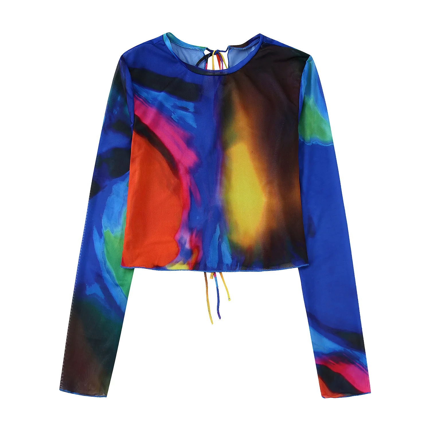 

MOYATIIY Women 2022 Fashion Spring Shirts Art Style Print Shirts Blouse Backless Long Sleeve Female Tops