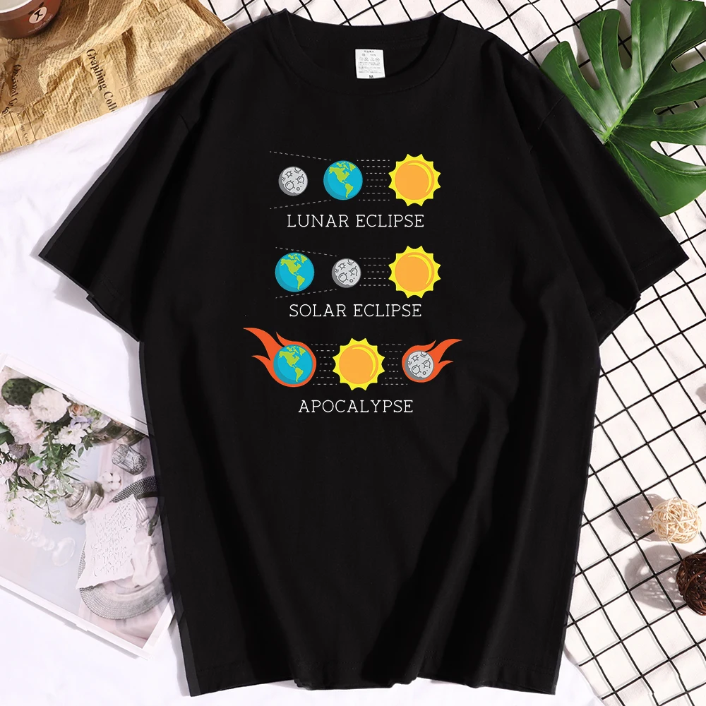 

Solar Eclipse Printing Female Tshirts Oversize Crewneck T-shirts Hip Hop Summer Short Sleeved Cartoons Big-size Womans T Shirts