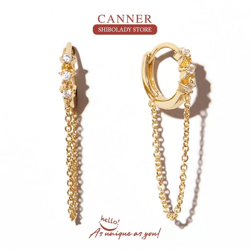 

CANNER Star Tassel Chain Earrings For Women 925 Sterling Silver Piercing Stud Earrings Pendientes Plata Wedding Gifts Jewelry