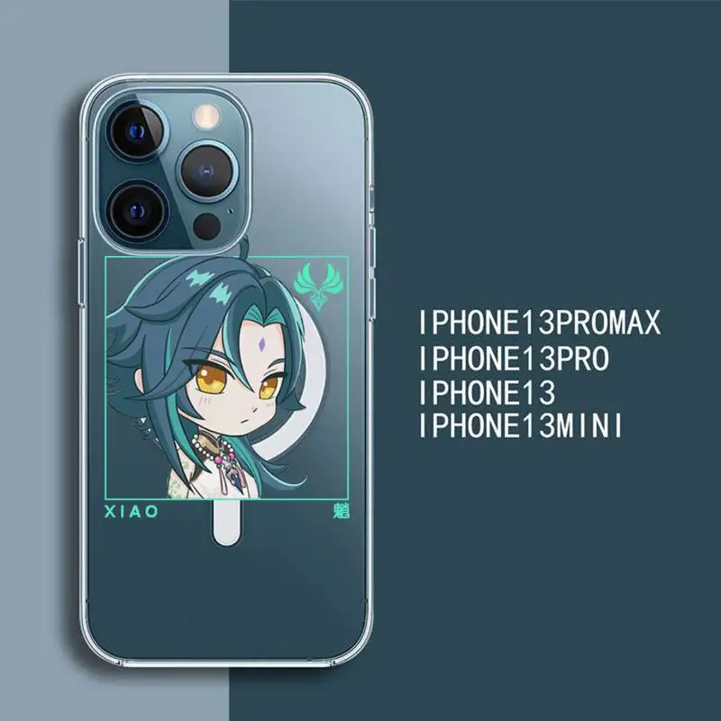 

Genshin impact zhongli xiao hutao Phone Case Transparent Magsafe Magnetic Magnet For iPhone 13 12 11 Pro Max Mini