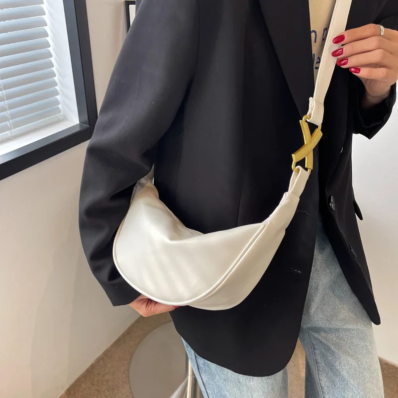 

Solid Small Bag Autumn and Winter Fashion Crossbody Bag Solid Mesh Red Texture One Shoulder Crescent Bag Bags for Women