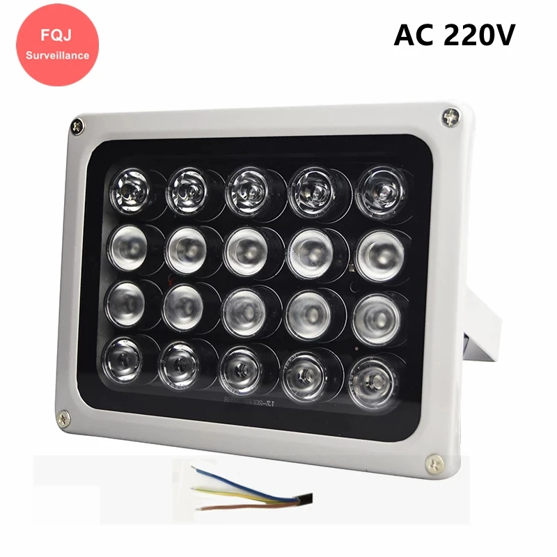 

AC 220V 20Pieces Filled IR Led Illuminator Light 90 Degree Lens 850nm High Power Lamp for AHD IP Camera at Night Time