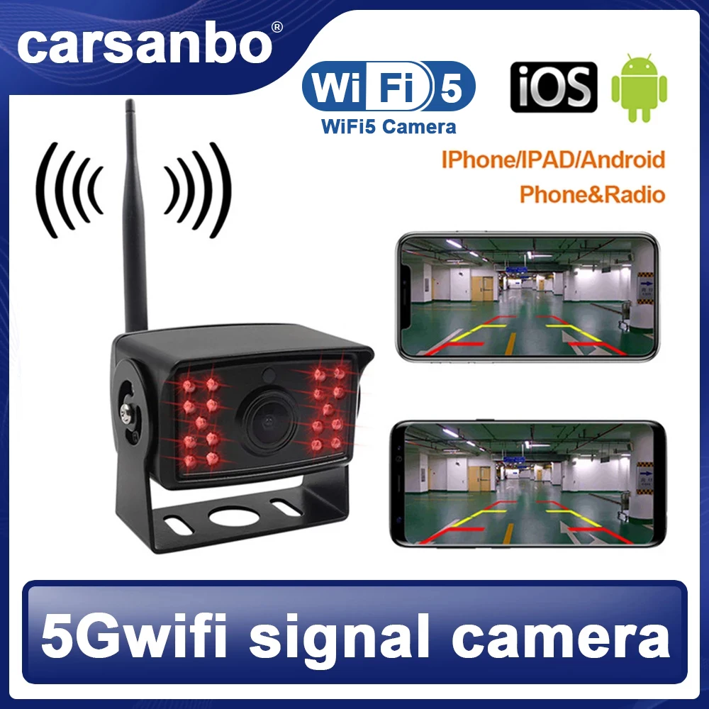 

Carsanbo 12V 24V Waterproof Night Vision Wireless Wifi5 Bus Camera Car Rear View Reverse Camera For Android For IOS System