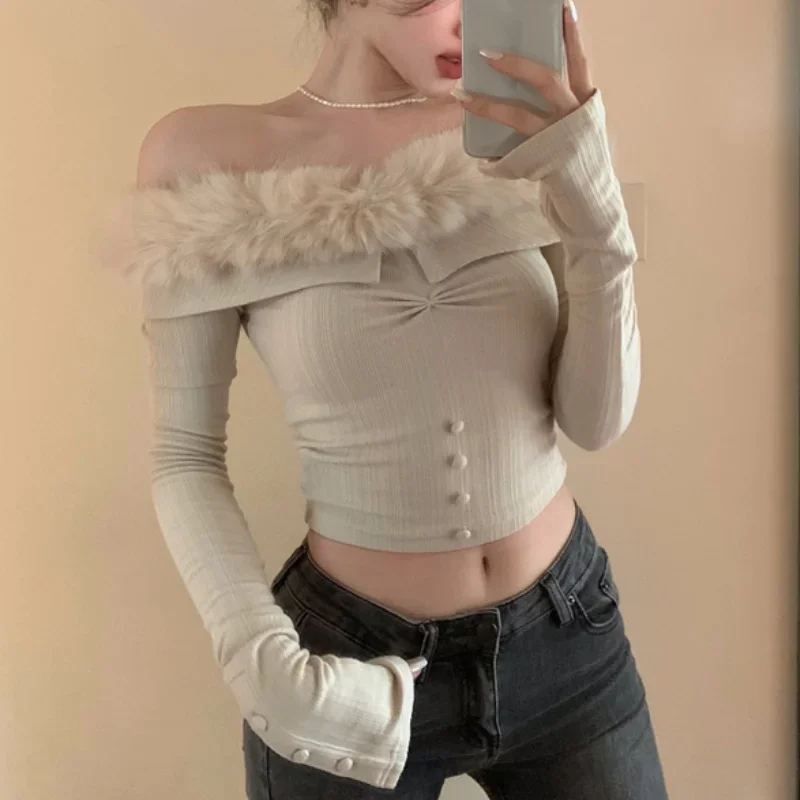 Женский свитер с длинными рукавами теплый мягкий кашемировый пуловер плюшевой