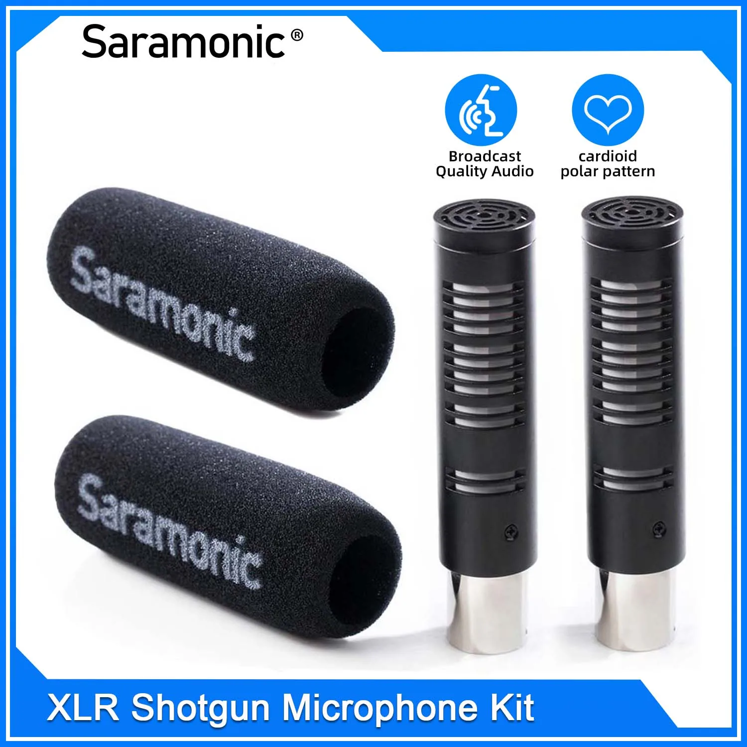 

Saramonic SR-AXM3 Dual Microphone Set Broadcast Cardioid XLR Shotgun Microphone Kit & Windshield for DSLR Camera Camcorder