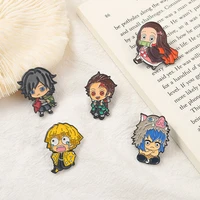 demon slayer womens brooch on clothes japanese anime accessories manga badges on backpack enamel lapel pins jewelry men gift