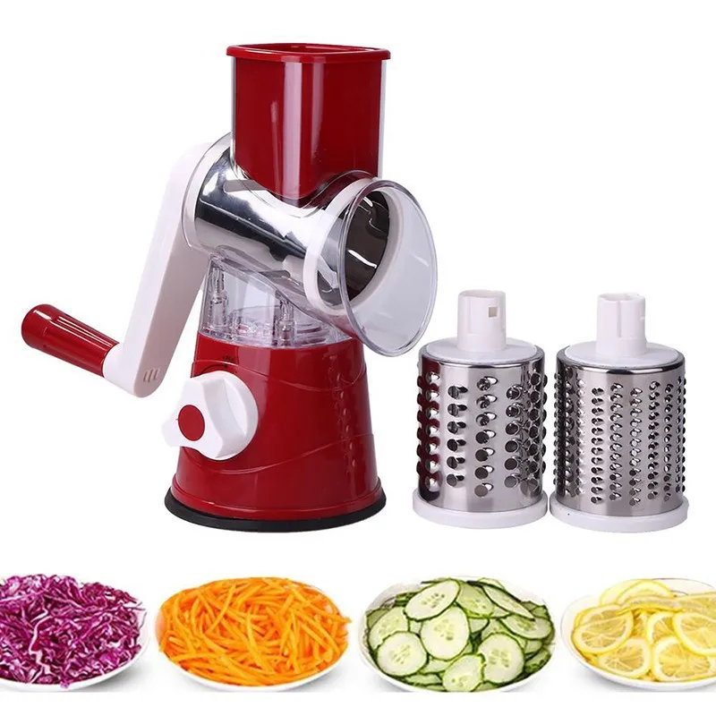 

Manual Drum Rotary Shredder Household Slicer Multifunctional Vegetable Cutting Machine Kitchen Potato Slicer Chopper