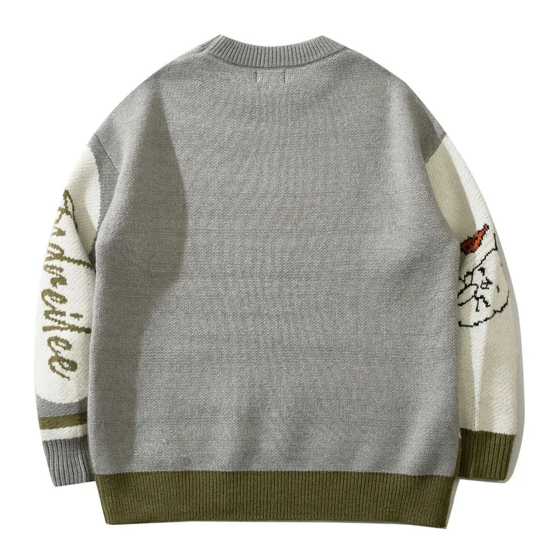 Новинка мужские вязаные свитера в стиле хип-хоп Мультяшные милые пуловеры с