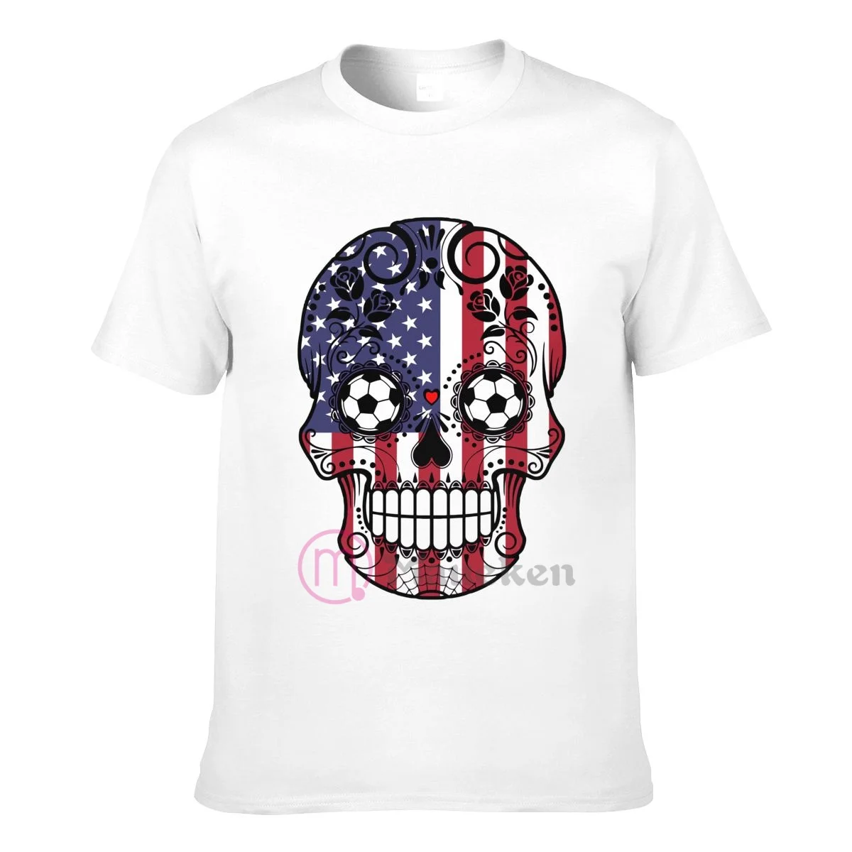 Camisetas de algodón para hombre y mujer, ropa de calle con estampado de calavera de azúcar de EE. UU., bandera nacional de país, Hip-Hop, 2022