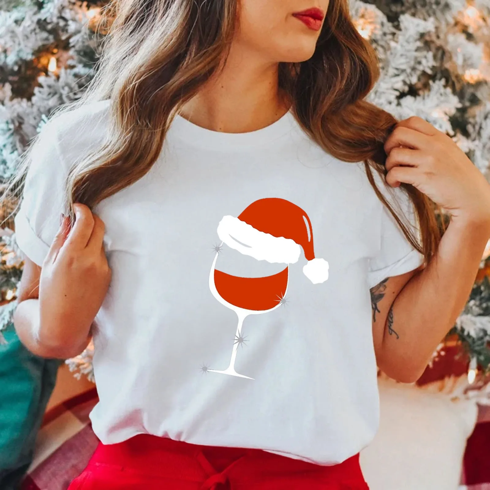 

Womens Merry Christmas Printed Short Sleeve O Neck T Shirt Top Blank Athletic Shirts T Neck Tops for Women