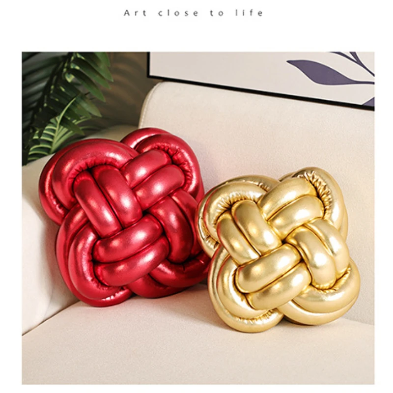

Gilding Knotted Cushion Knit Throw Pillows High Quality Cushion for Sofa Knot Ball Throw Pillow for Floor Bedroom Home Decor