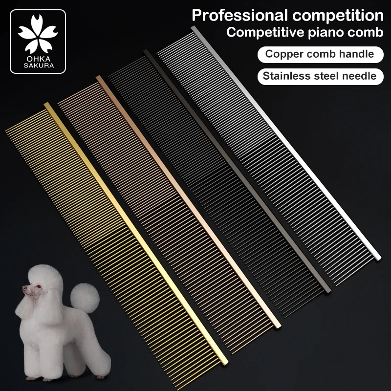 

Sakura Pet Grooming Piano Comb Poodle Pull Hair Open Knot Comb Competition Competitive Dog Pick Hair Style Inline Comb