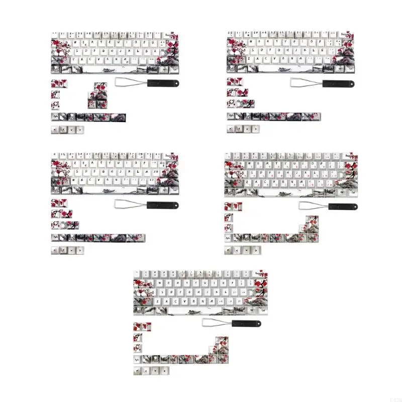 K43B немецкая французская испанская ANSI DyeSub колпачки для клавиш Plum Blossom 80 CherryProfile QWERTZ