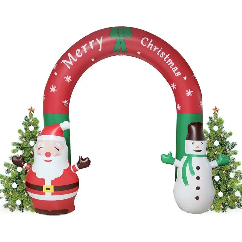 

Christmas Inflatable Archway Santa Claus And Snowman Arch With LED Lights Stable Snowman Yard Archway With Snowflakes Indoor And