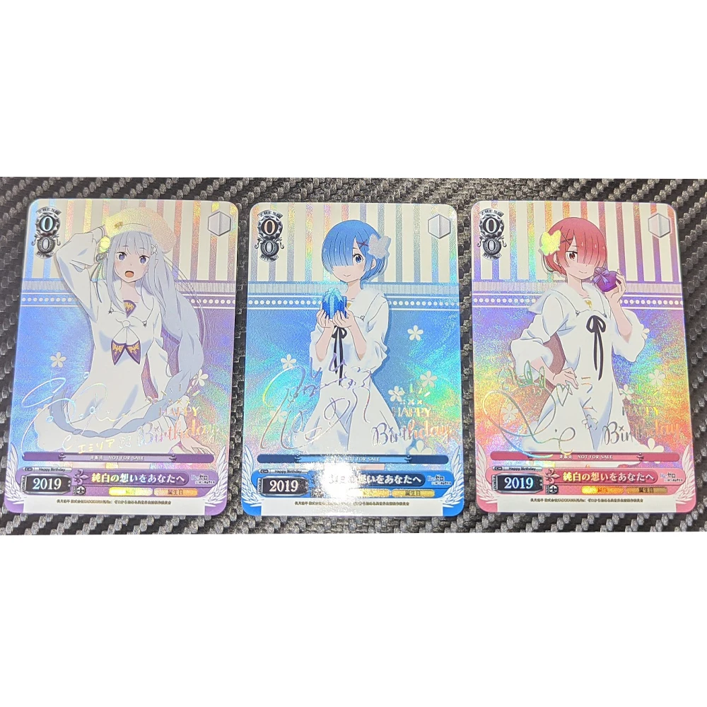 Флэш-карты Rem преломляющие горячее тиснение 3 шт./набор карта подписи ACG Kawaii Ram Emilia