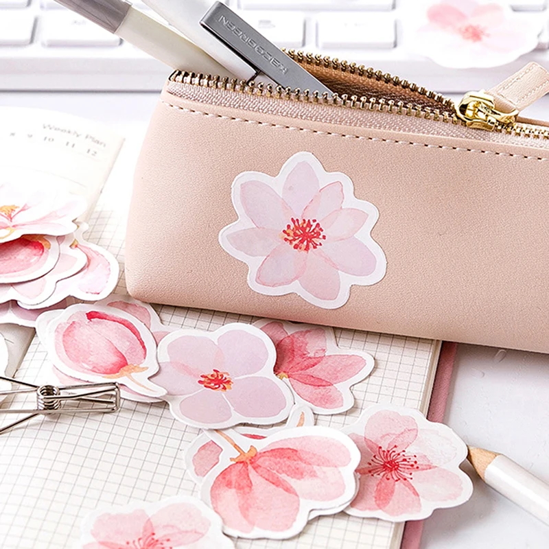 

45pcs/pack Cherry Sakura Words Bullet Journal Decorative Stickers Adhesive Stickers DIY Decoration Diary Stationery Stickers
