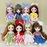 new 16cm bjd cute doll 12 points princess dress suit girl dress up doll 13 joint movable 3d eyes best birthday gift for children
