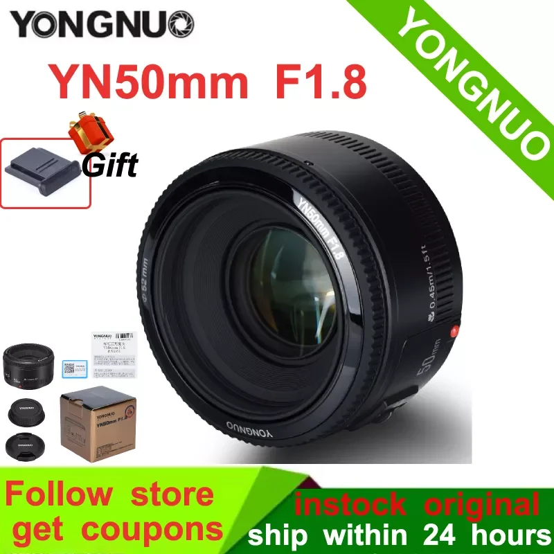 Объектив YONGNUO YN50 мм F1.8 YN EF F1.8II 50 f/1 8 Автофокус апертура AF камера для Canon EOS 60D 70D 5D2 5D3
