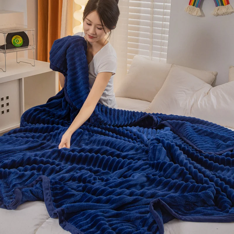 

Однотонное одеяло для сна, офисные длинные полосы, плюшевые мягкие одеяла, одеяло для одного и двух человек, покрывало для детей, для спальни и дома