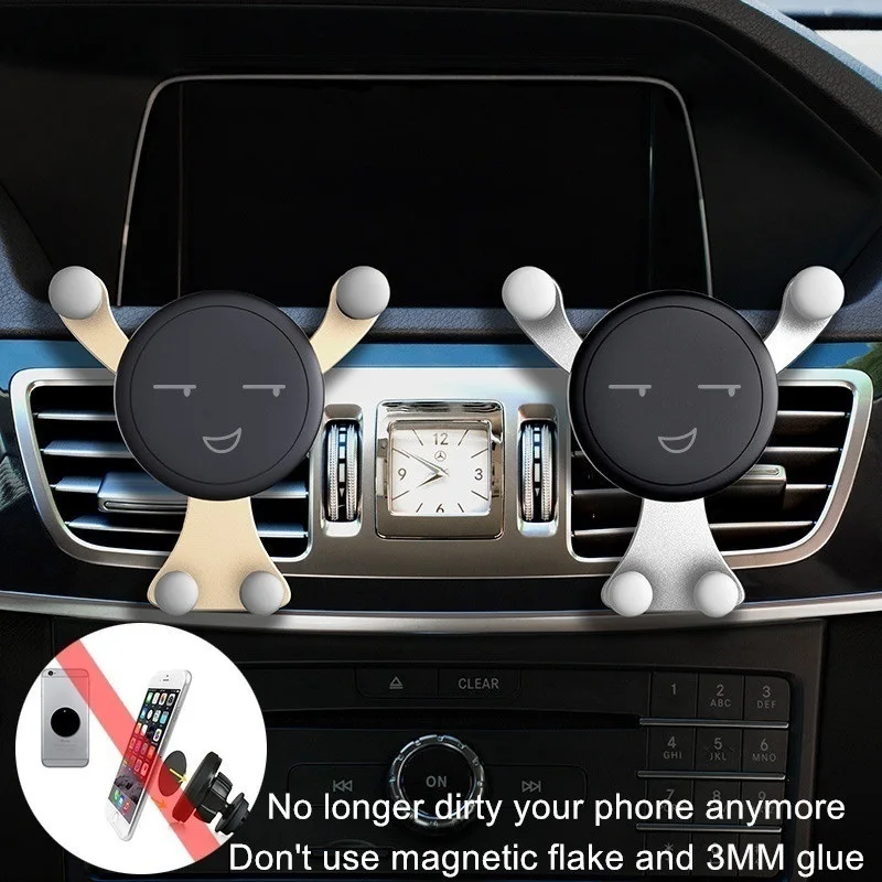 

Holder Air Vent Mount Cell Smartphone Holder For Phone In Car Smile Face Bear Mobile Phone Holder Stand GPS Gravity Car Phone