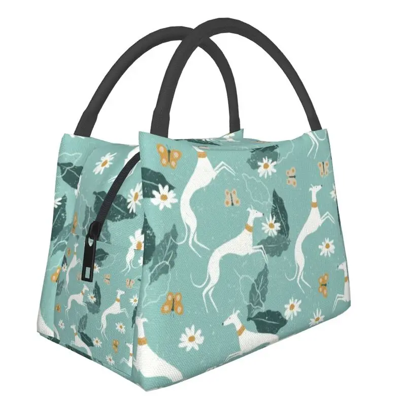 

Cute Greyhound And Butterfly Insulated Lunch Bag for Women Whippet Sighthound Dog Thermal Cooler Lunch Box Office Picnic Travel