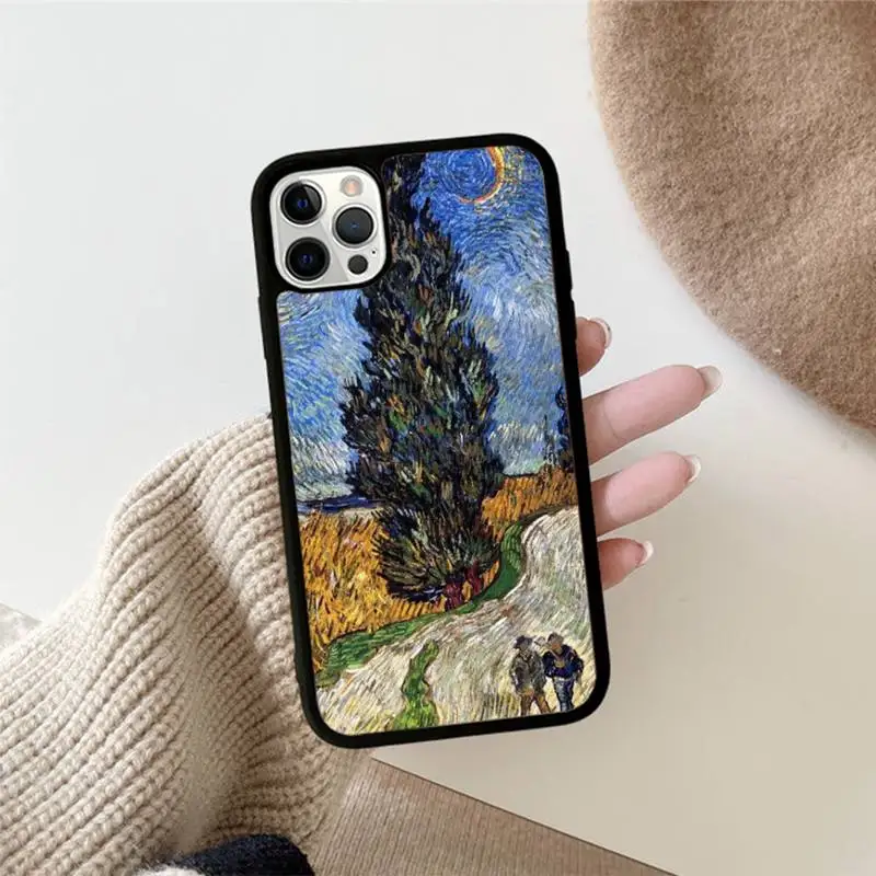 Van Gogh Oil Painting Phone Case Silicone PC+TPU Case for iPhone 11 12 13 Pro Max 8 7 6 Plus X SE XR Hard Fundas