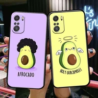cute avocado for xiaomi redmi note 10s 10 9t 9s 9 8t 8 7s 7 6 5a 5 pro max soft black phone case