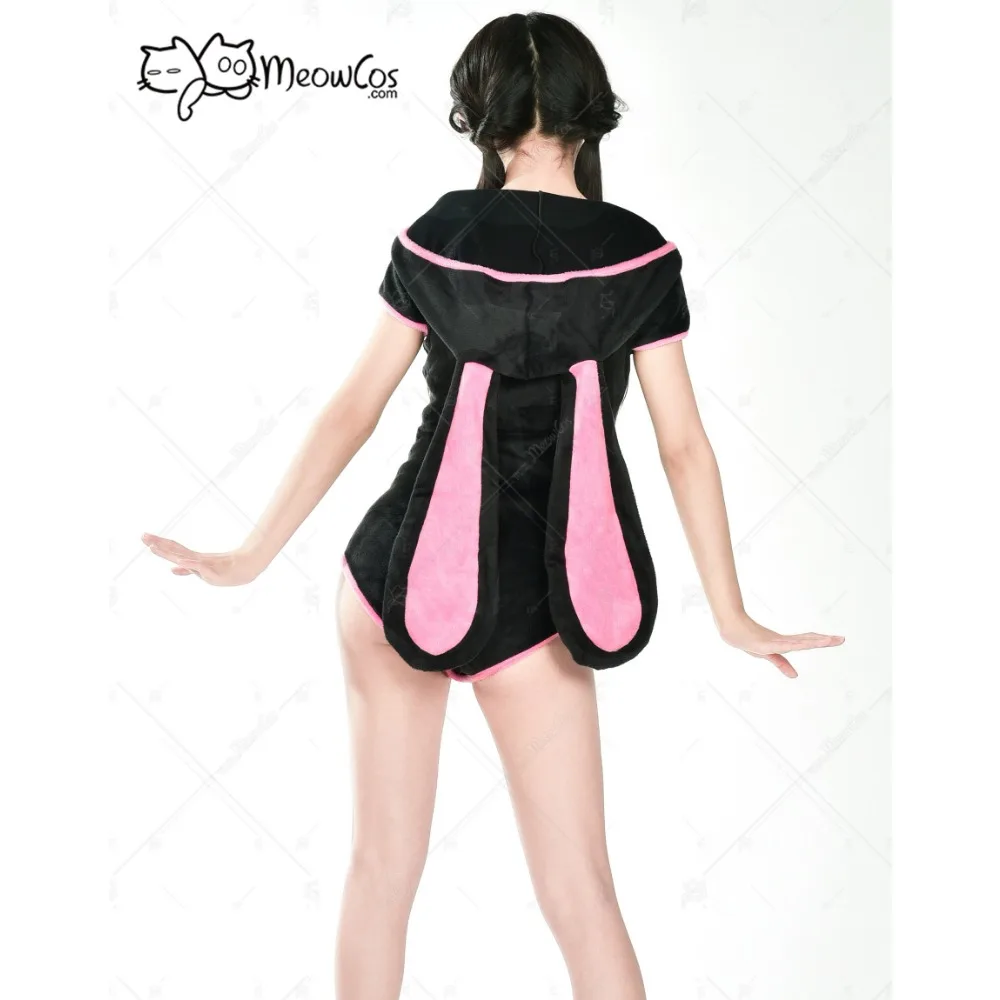 Женский комплект нижнего белья Meowcos черный пушистый Облегающий комбинезон с