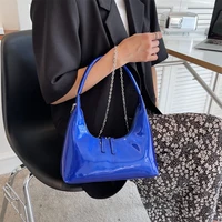 2022 summer patent leather half moon solid color small one shoulder messenger bag womens fashion handbag