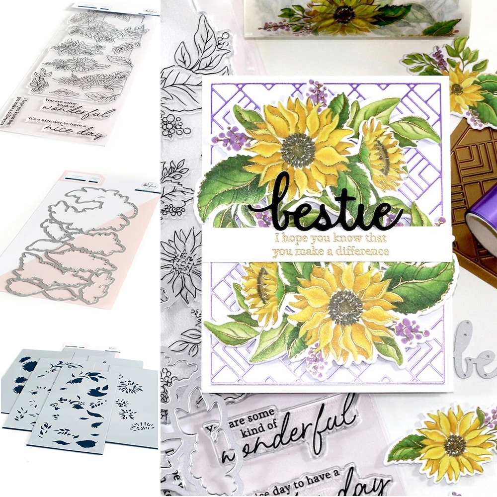 

Подсолнухи Васи цветы вырезанные штампы и трафареты оформление трафарет тиснение Сделай Сам поздравительный автомобиль