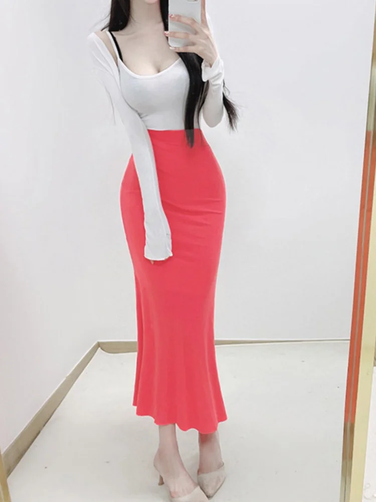 

Женская облегающая юбка-годе, привлекательная обтягивающая фиолетовая длинная юбка с завышенной талией, в Корейском стиле, GJGK, 2022
