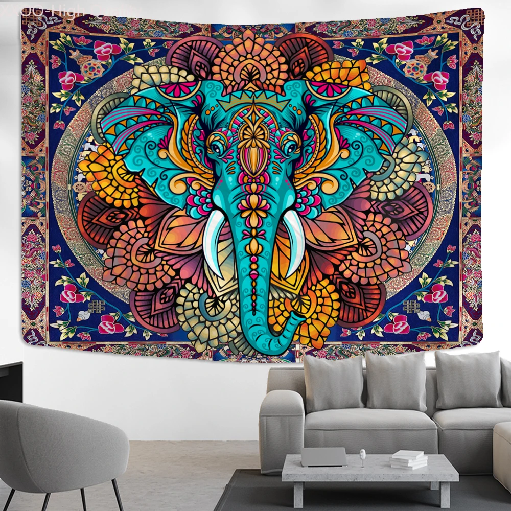 

Elephant Mandala Tapestry Wall Hanging Indian Psychedelic Witchcraft Tapiz Hippie Bedroom Room Home Decor